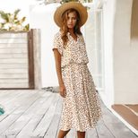 Polka Dot Short Sleeve Dress for Women Summer Fashion Casual Wear fast shipping