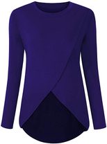 Maternity Nursing Top Casual Long Sleeve T Shirt with Side Pleats Comfortable for Breastfeeding