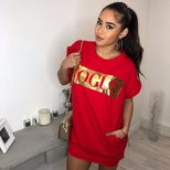 Vogue Printed Pocket Dress for Women Short Sleeve Round Neck Summer Casual Wear Available in Multiple Sizes