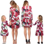 Family Matching Christmas Dresses Long Sleeve Round Neck Printed Casual Autumn Winter Style Whol