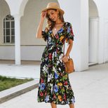 Bohemian Print Tie Dress for Women Summer Style Lightweight Fabric Available in Multiple Sizes Wholesale Ready