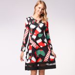 Womens Christmas Dress Pleated Design Long Sleeve Comfortable Fabric Available in Multiple Sizes Wholesale