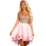 Elegant Party Dress Mid Length Sequin V Neck Ruffle Hem Perfect for Evening Events Wholesale Ava