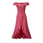 Fashionable Womens Ruffled Hem Dress Solid Color Sexy Style Spring Summer Collection Wholesale A