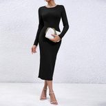 Bodycon Long Dress Sexy Hollow Design Slim Fit Elegant Style Autumn Winter Fashion for Women Who
