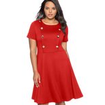 Summer Womens A Line Dress Short Sleeve Round Neck Loose Fit Plus Size Casual Wear for Everyday
