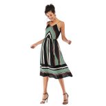 Womens Striped Color Block Chiffon Midi Dress V Neck Sleeveless Lightweight Fabric Spring Summer