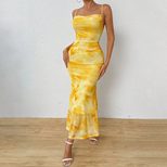 Sexy Floral Print High Waist Bodycon Maxi Dress Sleeveless Strapless Comfortable Fabric Perfect