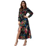 Bohemian Floral Midi Dress Long Sleeve Spring Style Comfortable Fabric Perfect for Casual Outing