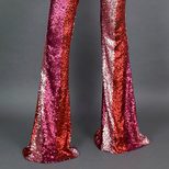 Red Sequin Wide Leg Pants for Women High Waist Loose Fit Floor Length Casual Style for Everyday
