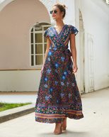 Summer Floral Maxi Dress for Women Casual Sexy Comfortable Perfect for Vacation Ready to Ship