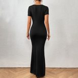 Elegant Square Neck Mermaid Maxi Dress Summer Collection Slim Fit European and American Style Wh