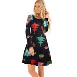 Womens Christmas Dress Santa Print Short Sleeve Comfortable Fabric custom packaging