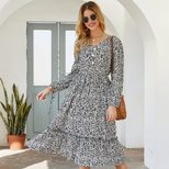 Floral Print Long Sleeve Dress for Women Casual Style Spring Summer Collection