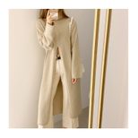 High Neck Long Sweater Dress High Waist Split Design Fashionable Style Autumn Wear for Women Who