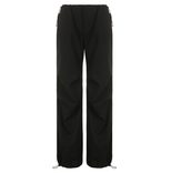 Casual Wide Leg Pants for Women Solid Color Loose Fit with Drawstring Autumn Street Style