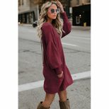 High Neck Lantern Sleeve Knit Dress Solid Color Loose Fit Winter Style Wholesale Available custo