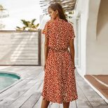 Polka Dot Short Sleeve Dress for Women Summer Fashion Casual Wear fast shipping