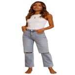 High Waisted Ripped Straight Leg Jeans Light Color Casual Style Suitable for Autumn and Winter Wholesale Availab