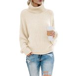 Womens Turtleneck Sweater Fashionable Solid Color Thick Knit Loose Fit Long Sleeve Perfect for Fall and Winter