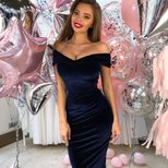 Off Shoulder A Line Dress Elegant Commuter Style Comfortable Fabric Perfect for Parties and Even