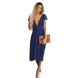 Summer Womens A Line Dress V Neck Short Sleeve Mid Length Casual Wear factory direct