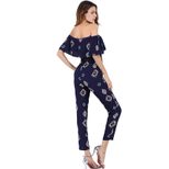 High Waisted Ruffle Hem Jumpsuit Floral Chiffon Fabric Spring Summer Fashion for Women Wholesale