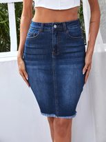 Slim Fit Denim Pencil Skirt for Women Casual Everyday Wear Available in Multiple Sizes Wholesale Supply