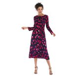 Geometric Print Chiffon Dress Long Sleeve Belted Pleated Design Perfect for Spring Summer Events