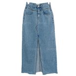 High Waisted Denim Skirt Sexy Front Slit Street Style Versatile Fashion Spring Collection Wholesale Available