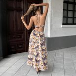 Summer Floral Maxi Dress Elegant Youthful Design Sleeveless Lightweight Fabric Perfect for Casua