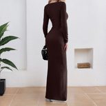 Long Sleeve Bodycon Dress Minimalist Style Solid Color Autumn Winter Wear Wholesale Available