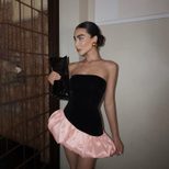 Fashionable Womens Color Block Strapless Backless A Line Dress Slim Fit Autumn Winter Style Whol