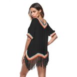 Womens Beach Cover Up Spring Summer Patchwork Design Fringe Detail Sun Protection Wholesale Avai