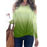 Rainbow Gradient Print Long Sleeve T Shirt for Women Casual Fit Comfortable Fabric Fall Winter Collection