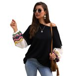 Knitted Patchwork Sweater Stylish Design Comfortable Fit Warm Fabric Autumn Winter Fashion for Women OEM Availab