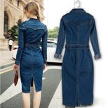 Womens Long Sleeve Denim Dress Button Closure Plus Size Casual Style Wholesale Availability