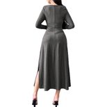 Womens Midi Dress Square Neck Ruffled Waist Slim Fit Elegant Fall Winter Style Wholesale Availab