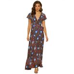 Bohemian Floral Maxi Dress for Women V Neck Tie Detail Lightweight Summer Fabric