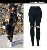 High Waist Ripped Skinny Jeans for Women Stretch Fabric Casual Chic Style Available in Multiple Sizes Wholesale