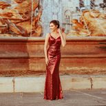 Womens Sequin Maxi Dress Sleeveless Spaghetti Strap Solid Color Elegant Evening Wear