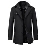 Mens Wool Blend Overcoat Thick Warm Long Length Removable Collar Winter Outerwear