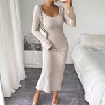Sexy Backless High Waist Split Long Dress Elegant Design Autumn Winter Style Wholesale Womens Fa