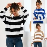 Striped Mohair Sweater Lightweight Breathable White Base Spring Summer Fashion Wholesale Availab