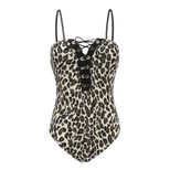 Leopard Print Bodysuit Sexy Hollow Out Adjustable Straps Night Out Party Wear Wholesale Availabl