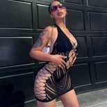 Fashionable Sexy Lace Bodysuit Dress Halter Neck Backless Bodycon Fit Spring Summer Collection W