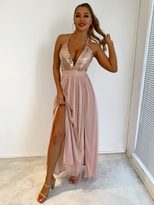 Womens Summer Dress Sexy Spaghetti Strap Sheer Mesh and Sequin Detail Flared Hem Evening Party Wear