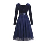 Mesh Maxi Dress for Women Long Sleeve Round Neck Flowy Design Autumn Winter Collection