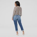 Distressed Knee Ripped Womens Jeans Casual Fit High Waist Denim Fabric Available in Multiple Sizes Wholesale