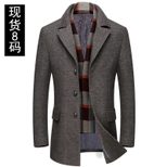Mens Mid Length Wool Blend Overcoat Thickened Lapel Warm Fabric Stylish Design Perfect for Winte